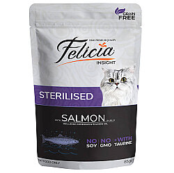 Felicia Pouch Sterilised Somon Etli Tahılsız Kısırlaştırılmış Kedi Yaş Maması 85 Gr - Felicia