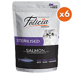 Felicia Pouch Sterilised Somon Etli Tahılsız Kısırlaştırılmış Kedi Yaş Maması 85 Gr x 6 Adet - Felicia