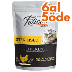Felicia - Felicia Pouch Sterilised Tavuk Etli Tahılsız Kısırlaştırılmış Kedi Yaş Maması 85 Gr - 6 Al 5 Öde