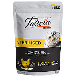 Felicia Pouch Sterilised Tavuk Etli Tahılsız Kısırlaştırılmış Kedi Yaş Maması 85 Gr - Felicia