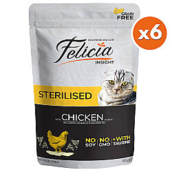 Felicia Pouch Sterilised Tavuk Etli Tahılsız Kısırlaştırılmış Kedi Yaş Maması 85 Gr x 6 Adet - Felicia