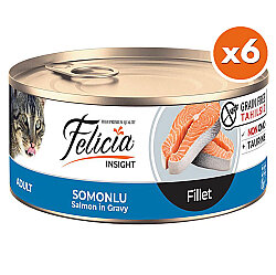 Felicia Insight Somon Balıklı Fileto Tahılsız Kedi Konservesi 85 Gr x 6 Adet - Felicia