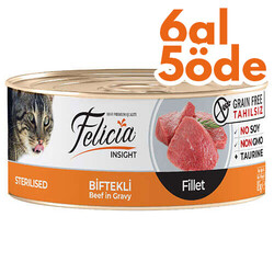 Felicia - Felicia Sterilised Biftek Etli Fileto Tahılsız Kısırlaştırılmış Kedi Konservesi 85 Gr - 6 Al 5 Öde