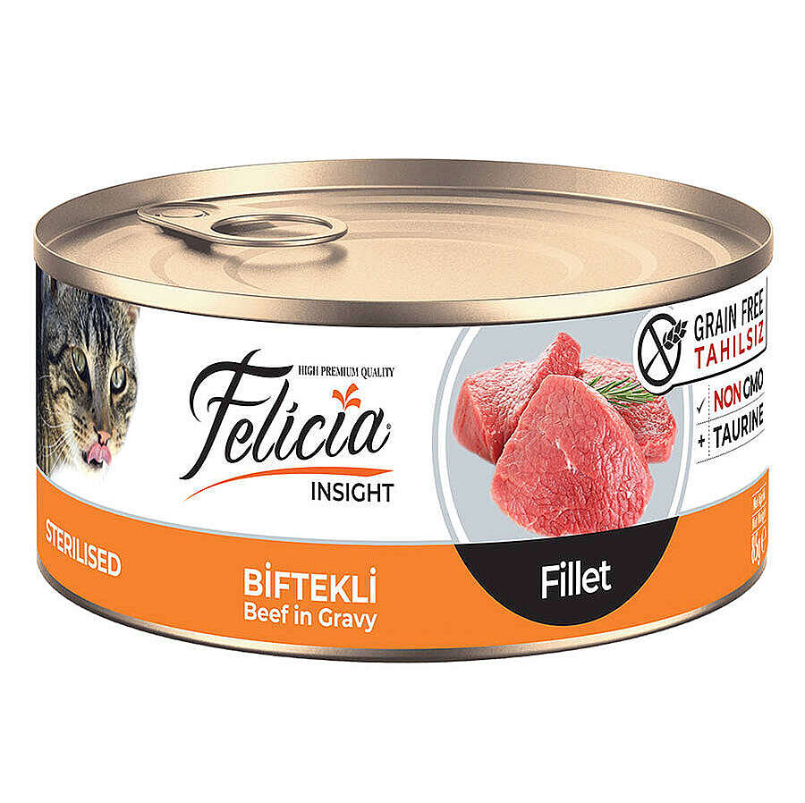 Felicia Insight Sterilised Biftek Etli Fileto Tahılsız Kısırlaştırılmış Kedi Konservesi 85 Gr