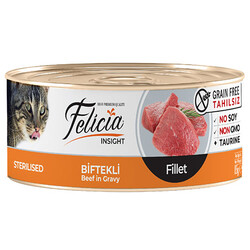 Felicia - Felicia Insight Sterilised Biftek Etli Fileto Tahılsız Kısırlaştırılmış Kedi Konservesi 85 Gr