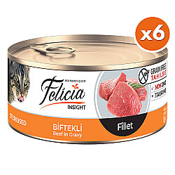 Felicia Insight Sterilised Biftek Etli Fileto Tahılsız Kısırlaştırılmış Kedi Konservesi 85 Gr x 6 Adet - Felicia