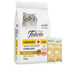 Felicia Hypoallergenic Sterilised Düşük Tahıl Kısırlaştırılmış Tavuk Kedi Maması 12 Kg + 2 Adet Wooc Lolipop Ödül - Felicia