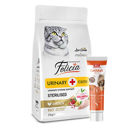 Felicia - Felicia Hypoallergenic Sterilised Düşük Tahıllı Kısırlaştırılmış Tavuk Kedi Maması 2 Kg + Biopet Active Malt Paste 25 ML