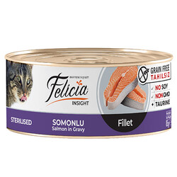 Felicia - Felicia Insight Sterilised Somonlu Fileto Tahılsız Kısırlaştırılmış Kedi Konservesi 85 Gr