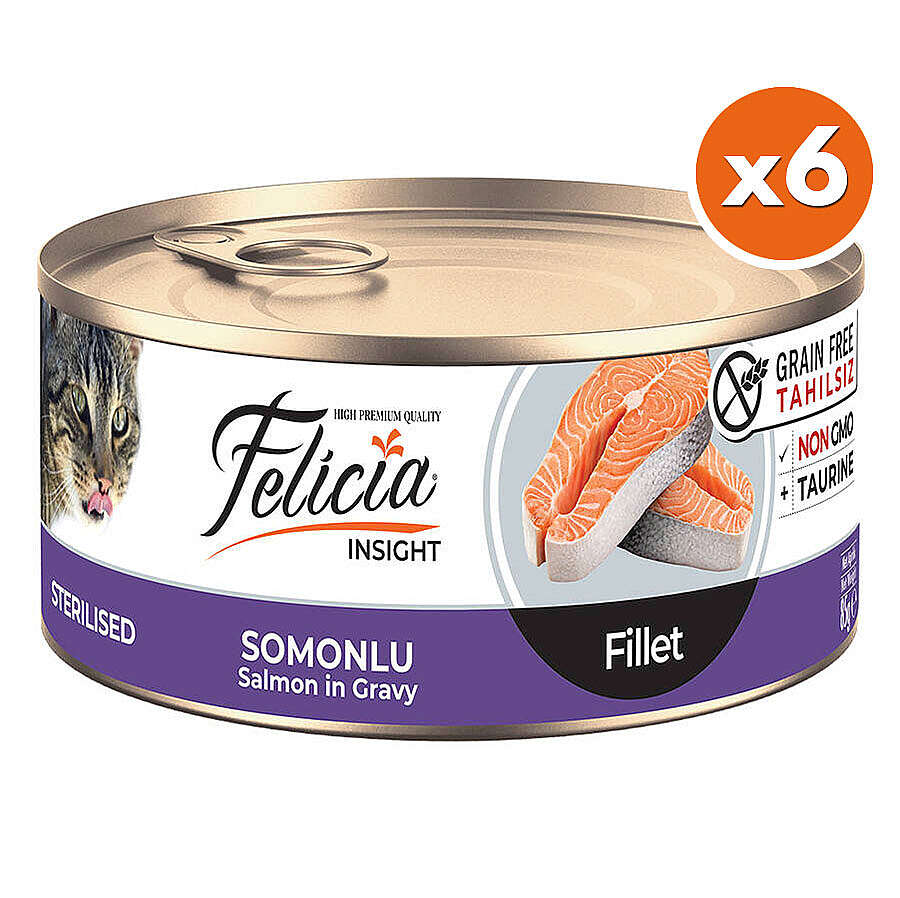 Felicia Insight Sterilised Somonlu Fileto Tahılsız Kısırlaştırılmış Kedi Konservesi 85 Gr x 6 Adet