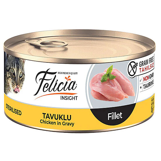 Felicia Insight Sterilised Tavuk Etli Fileto Tahılsız Kısırlaştırılmış Kedi Konservesi 85 Gr - 1