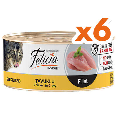 Felicia Insight Sterilised Tavuk Etli Fileto Tahılsız Kısırlaştırılmış Kedi Konservesi 85 Gr x 6 Adet - 1