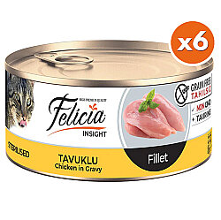 Felicia Insight Sterilised Tavuk Etli Fileto Tahılsız Kısırlaştırılmış Kedi Konservesi 85 Gr x 6 Adet - Felicia