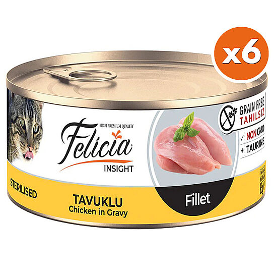 Felicia Insight Sterilised Tavuk Etli Fileto Tahılsız Kısırlaştırılmış Kedi Konservesi 85 Gr x 6 Adet - 1