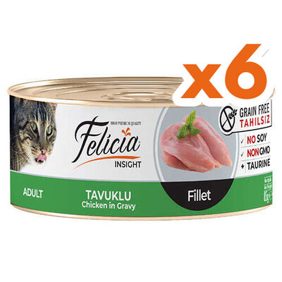 Felicia Insight Tavuk Etli Fileto Tahılsız Kedi Konservesi 85 Gr x 6 Adet - 1