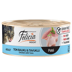 Felicia - Felicia Insight Ton Balıklı ve Tavuk Etli Kıyılmış Tahılsız Kedi Konservesi 85 Gr