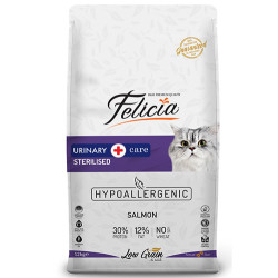 Felicia Hypoallergenic Urinary Sterilised Somonlu Kısırlaştırılmış Kedi Maması 12 Kg + 5 Adet Wanpy 50 Gr Kedi Çorbası - Thumbnail