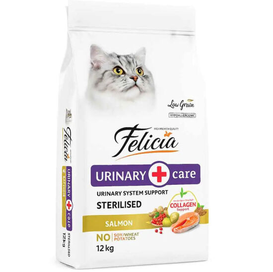 Felicia Hypoallergenic Urinary Sterilised Somonlu Kısırlaştırılmış Kedi Maması 12 Kg + Gimcat 20 Gr Multivitamin Paste - 2