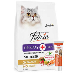 Felicia Hypoallergenic Urinary Sterilised Somonlu Kısırlaştırılmış Kedi Maması 2 Kg + Biopet Active Malt Paste 25 ML - Felicia