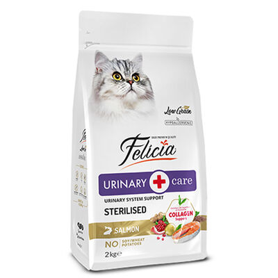 Felicia Hypoallergenic Urinary Sterilised Somonlu Kısırlaştırılmış Kedi Maması 2 Kg + Biopet Active Malt Paste 25 ML