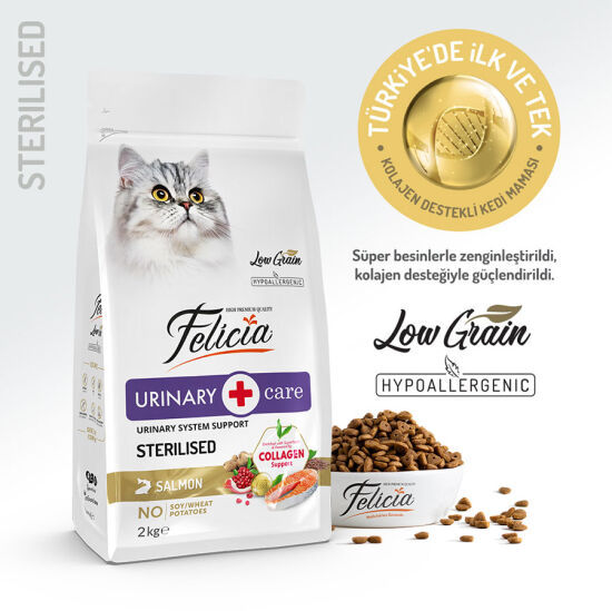 Felicia Hypoallergenic Urinary Sterilised Somonlu Kısırlaştırılmış Kedi Maması 2 Kg + Biopet Active Malt Paste 25 ML - 3