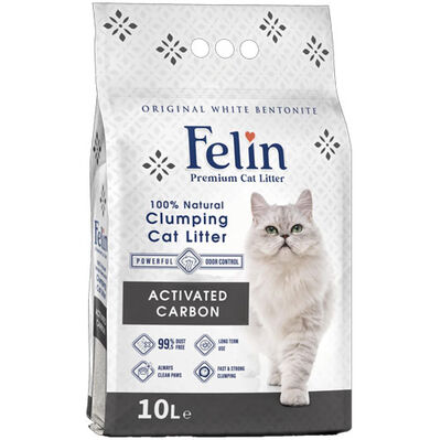 Felin İnce Taneli Active Carbon Topaklanan Kedi Kumu 10 Lt - 1