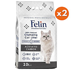 Felin İnce Taneli Active Carbon Topaklanan Kedi Kumu 10 Lt x 2 Adet - Felin