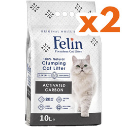 Felin İnce Taneli Active Carbon Topaklanan Kedi Kumu 10 Lt x 2 Adet - Felin
