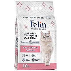 Felin İnce Taneli Baby Powder Topaklanan Pudralı Kedi Kumu 10 Lt - Felin