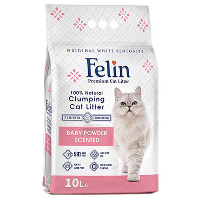 Felin İnce Taneli Baby Powder Topaklanan Pudralı Kedi Kumu 10 Lt