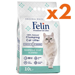 Felin - Felin İnce Taneli Marsilya Sabunlu Topaklanan Kedi Kumu 10 Lt x 2 Adet