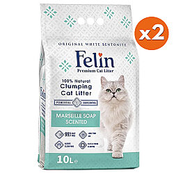Felin İnce Taneli Marsilya Sabunlu Topaklanan Kedi Kumu 10 Lt x 2 Adet - Felin