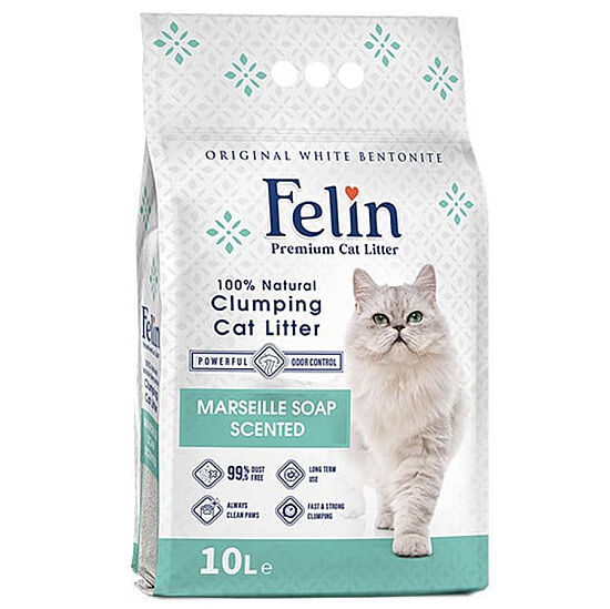 Felin İnce Taneli Marsilya Sabunlu Topaklanan Kedi Kumu 10 Lt x 2 Adet - 2