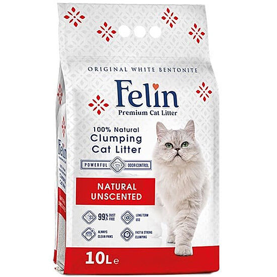 Felin Natural İnce Taneli Kokusuz Topaklanan Kedi Kumu 10 Lt - 1