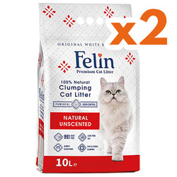 Felin Natural İnce Taneli Kokusuz Topaklanan Kedi Kumu 10 Lt x 2 Adet - Felin