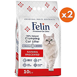 Felin Natural İnce Taneli Kokusuz Topaklanan Kedi Kumu 10 Lt x 2 Adet - Felin