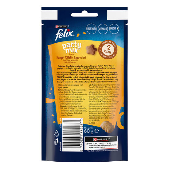 Felix Party Mix Karışık Çiftlik Lezzetleri Kedi Ödülü 60 Gr - BOX - 8 Adet - 3