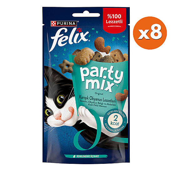 Felix Party Mix Karışık Okyanus Lezzetleri Kedi Ödülü 60 Gr - BOX - 8 Adet - 1