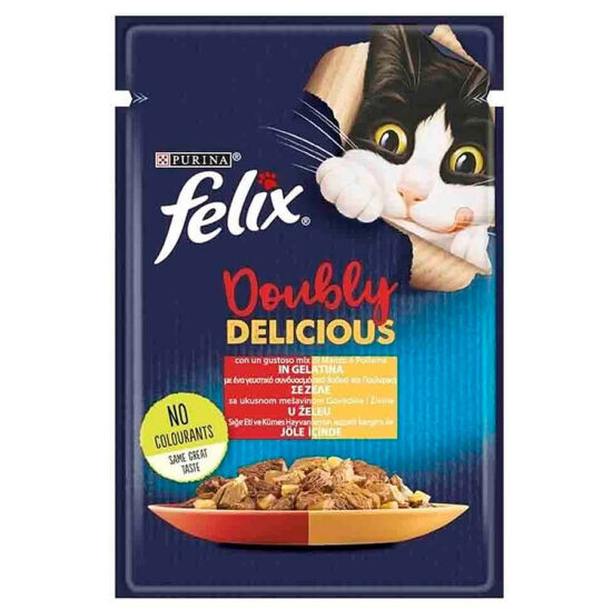 Felix Pouch Doubly Delicious Sığır Etli ve Tavuklu Yaş Kedi Maması 85 Gr - BOX - 26 Adet - 2