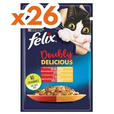 Felix Pouch Doubly Delicious Sığır Etli ve Tavuklu Yaş Kedi Maması 85 Gr - BOX - 26 Adet