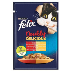 Felix Pouch Doubly Delicious Sığır Etli ve Tavuklu Yaş Kedi Maması 85 Gr - Felix
