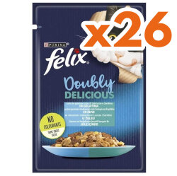 Felix Pouch Doubly Delicious Somon ve Sardalyalı Yaş Kedi Maması 85 Gr - BOX - 26 Adet - Felix