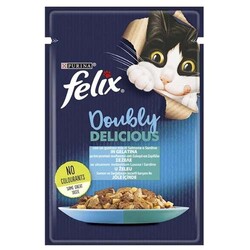 Felix - Felix Pouch Doubly Delicious Somon ve Sardalyalı Yaş Kedi Maması 85 Gr