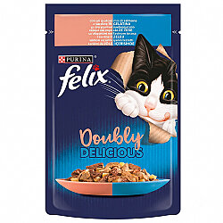Felix Pouch Doubly Delicious Somon ve Sardalyalı Yaş Kedi Maması 85 Gr - Felix