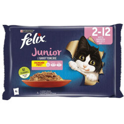 Felix Multi Pouch Junior Sığır Etli ve Tavuklu Yavru Yaş Kedi Maması 4 Adet x 85 Gr - Felix