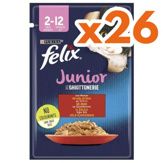 Felix Pouch Junior Sığır Etli Yavru Yaş Kedi Maması 85 Gr - BOX - 26 Adet - 1