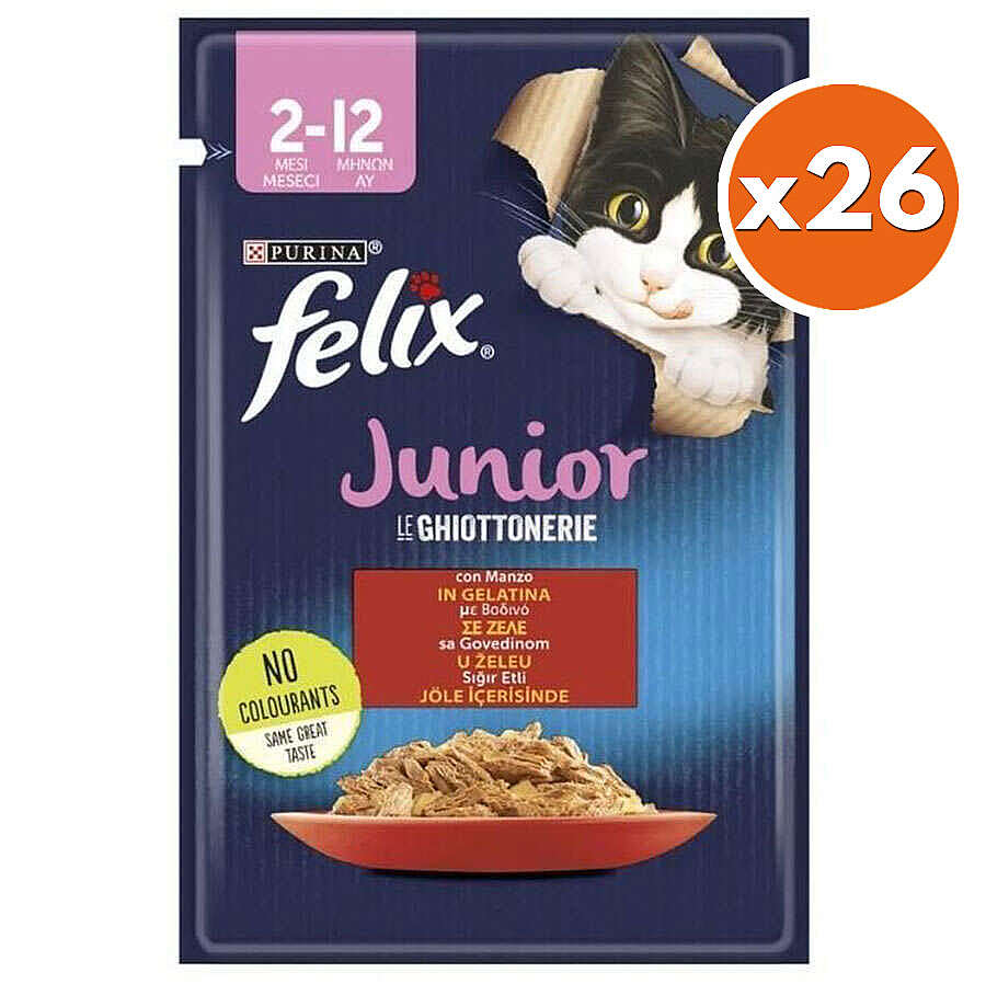 Felix Pouch Junior Sığır Etli Yavru Yaş Kedi Maması 85 Gr - BOX - 26 Adet