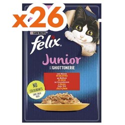 Felix - Felix Pouch Junior Sığır Etli Yavru Yaş Kedi Maması 85 Gr - BOX - 26 Adet