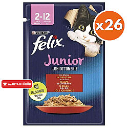Felix Pouch Junior Sığır Etli Yavru Yaş Kedi Maması 85 Gr - BOX - 26 Adet - Felix