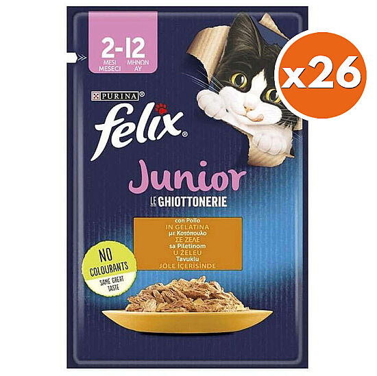Felix Pouch Junior Tavuk Etli Yavru Yaş Kedi Maması 85 Gr - BOX - 26 Adet - 1